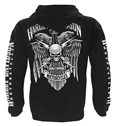 Harley-Davidson Men's Lightning Crest Full-Zippered Sweatshirt, Black (3XL)