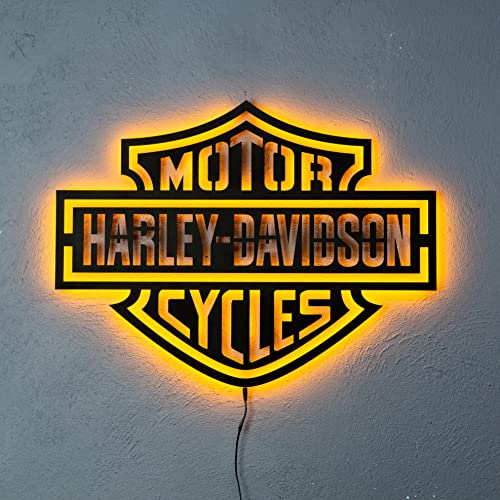 Letrero de pared Harley Davidson - Iluminación LED - Letrero de garaje (28x20")