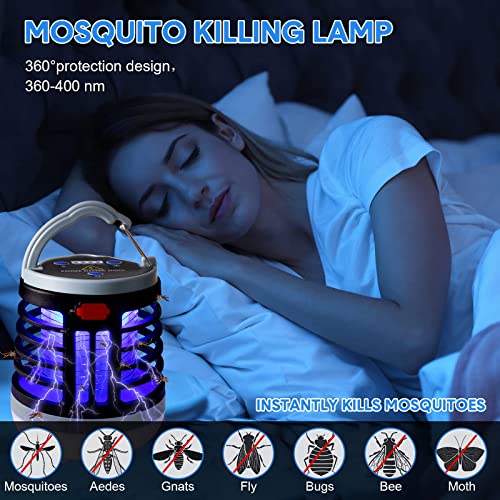 Kittmip 2 Pack 3 in 1 Bug Zapper USB Rechargeable Mosquito Killer Portable Waterproof Repellent Outdoor Indoor LED Lantern Camp Light SOS Emergency for Home, Camping, Backyard, Patio, Black