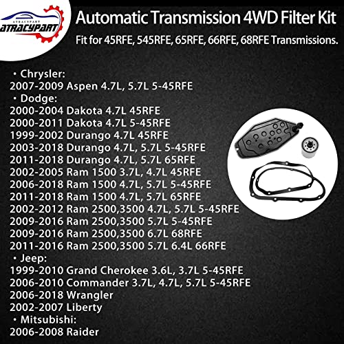 Kit de filtro de transmisión 4WD Deep Pan|Reemplazo para Chrysler, Dodge, Jeep 1999-UP