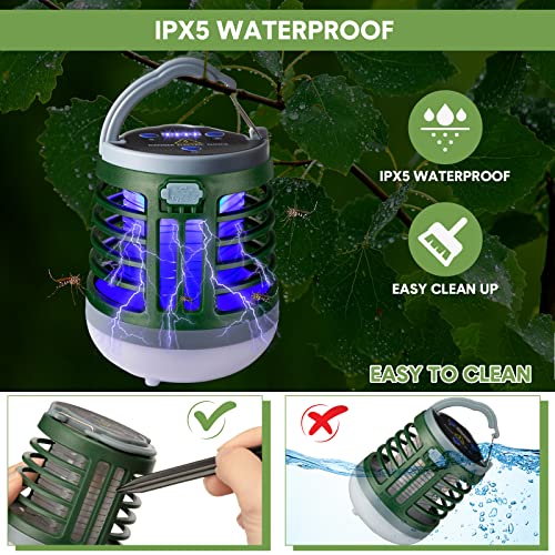 Kittmip 2 Pack 3 in 1 Bug Zapper USB Rechargeable Mosquito Killer Portable Waterproof Repellent Outdoor Indoor LED Lantern Camp Light SOS Emergency for Home, Camping, Backyard, Patio, Black