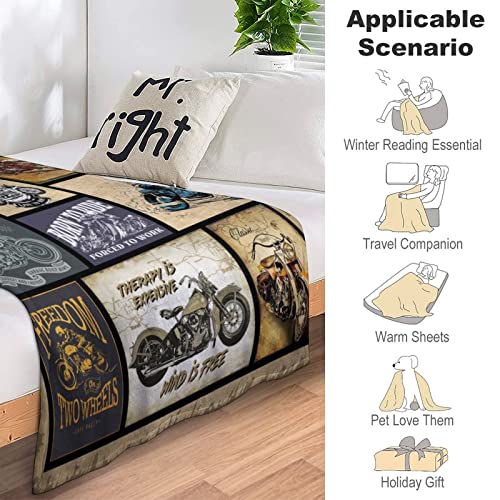 Motorcycle Blanket Gifts for Men and Women Throw Blanket for Couch Sofa Bed Plush Throw Fleece Blanket Soft Cozy Bedding for Kids and Adults Bedroom Size 50"x40"