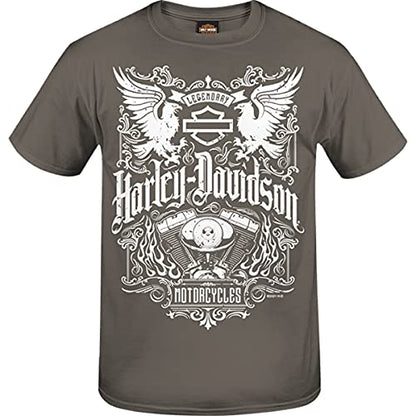 Harley-Davidson Military - Men's Smoke Grey Graphic T-Shirt - NSA Bahrain | Long Crest 2X-Large