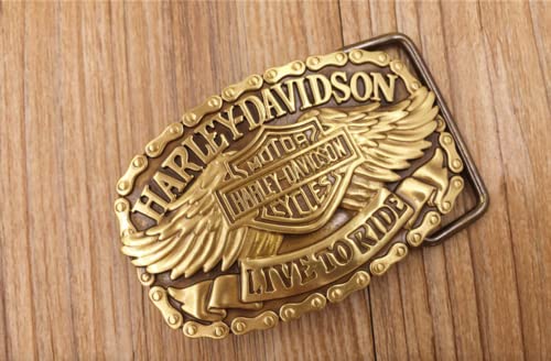 HT LEATHER Solid Brass Belt Buckle For Men, Belt Buckles Bird Wings Harley Davidson, 3 pcs Screw Belt Brass Solid small size