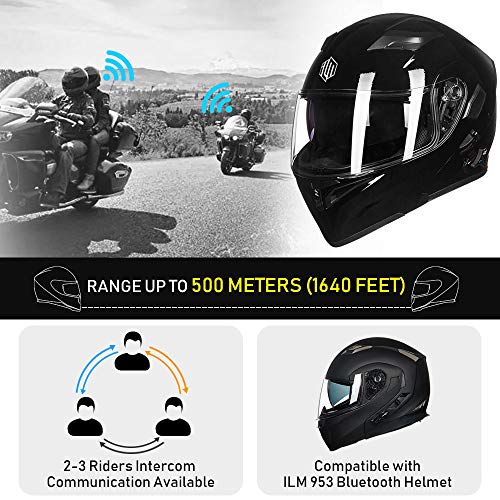 ILM Bluetooth Motorcycle Helmet Modular Flip up Full Face Dual