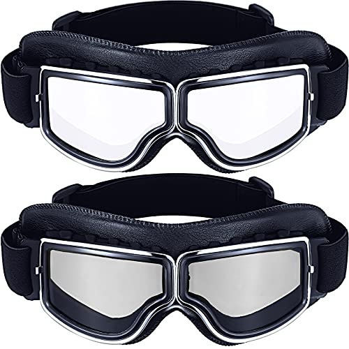 2 piezas de gafas de motocicleta estilo piloto vintage antiarañazos a prueba de polvo resistente al viento