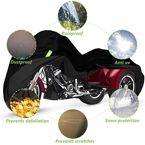 Impermeable para Harley-Davidson y Honda Trike Trike Cover Custom, 210T Tela de tafetán de poliéster Ligero Trike Cover para nieve Lluvia Polvo Protección contra granizo