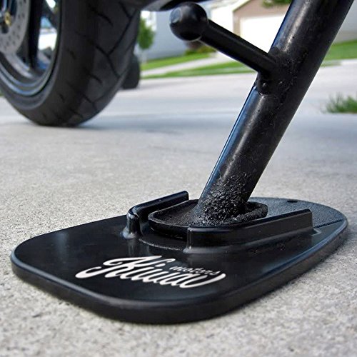 Accesorio de soporte para placa de soporte para motocicleta, color negro, suelo suave, césped, pavimento caliente, estacionamiento al aire libre, antihundimiento