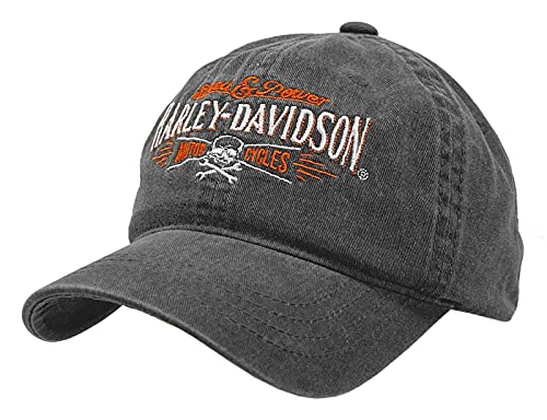 Harley-Davidson Men's Villain Adjustable Slide Baseball Cap - Washed Black