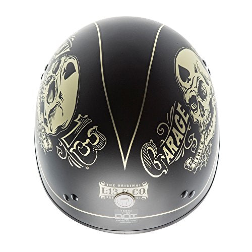 TORC T55 Spec-Op Half Helmet with 'Flag” Graphic (Flat Black, Large)