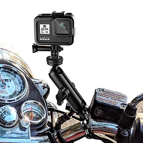 Soporte de motocicleta para cámara para accesorios GoPro, soporte de abrazadera de cámara de acción de metal de rotación de 360 grados con rosca de 1/4 para manillar de moto bicicleta, para GoPro Hero 10 9 8 7 6 5 4,