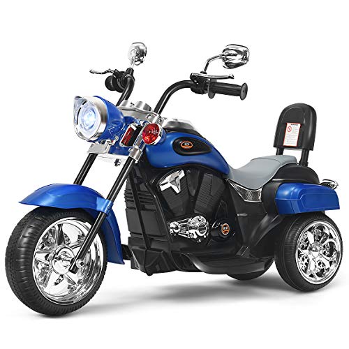 Costzon Kids Ride on Chopper Motocicleta, Triciclo de motocicleta alimentado por batería de 6 V con bocina, faro, interruptor de avance/retroceso, certificación ASTM, 3 ruedas de paseo en juguetes para niños y niñas regalo (blanco)