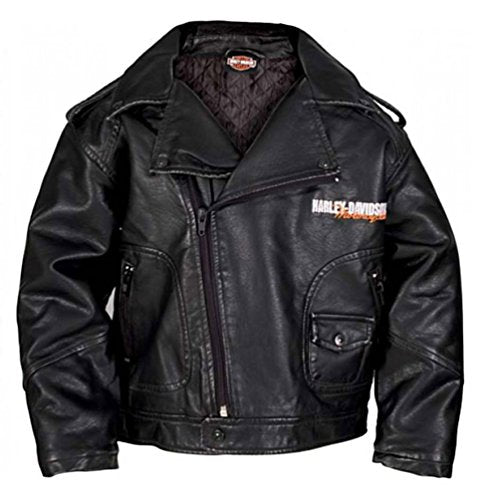 Harley-Davidson Little Boys' Upwing Eagle Biker campera de piel sintética Blk 0376074 (2T)