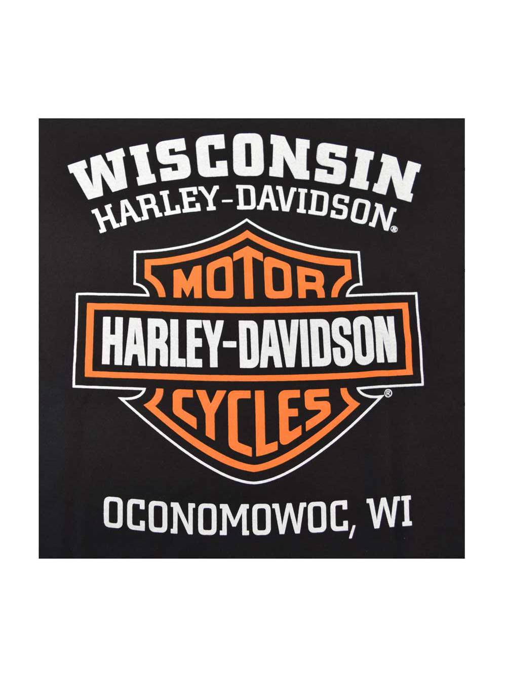 Men's Orange Bar & Shield Black T-Shirt 30290591, Harley Davidson