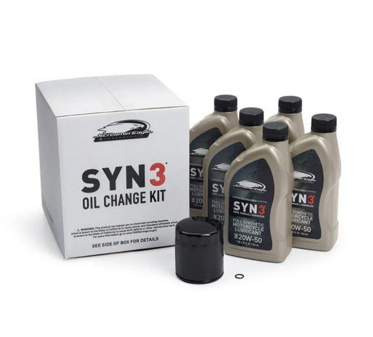 5 cuartos Kit de cambio de aceite lubricante para motocicleta totalmente sintético SYN3 - Filtro negro
