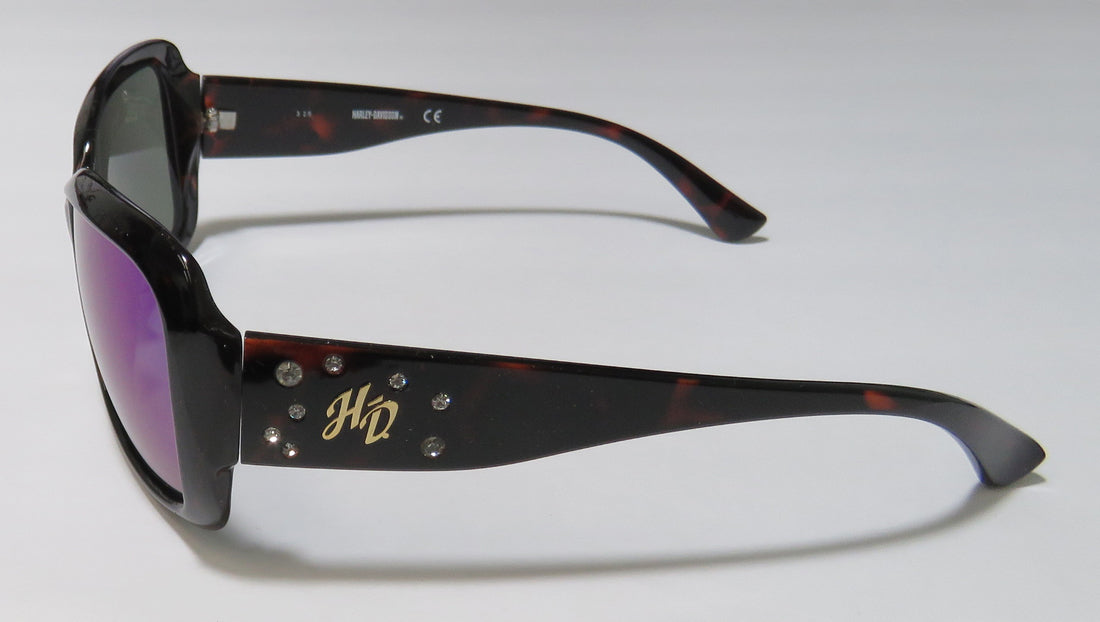 Harley-Davidson Women's Foil H-D Crystals Sunglasses, Tortoise Frame/Green Lens, Harley Davidson
