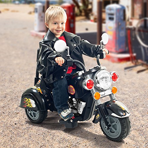 Kids Motorcycle Ride On Toy – 3-Wheel Chopper with Reverse and Headlights - Battery Powered Motorbike for Kids 3 and Up by Lil’ Rider (Black)