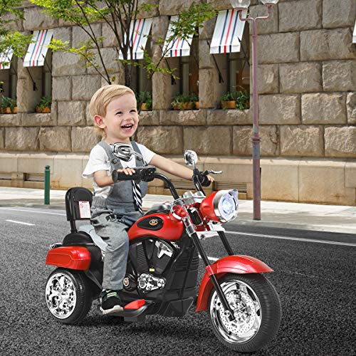 Costzon Kids Ride on Chopper Motocicleta, Triciclo de motocicleta alimentado por batería de 6 V con bocina, faro, interruptor de avance/retroceso, certificación ASTM, 3 ruedas de paseo en juguetes para niños y niñas regalo (blanco)