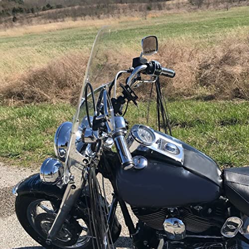 Clear Detachable Motorcycle Windscreen Windshield Compatible With 2000-UP Harley Davidson Heritage Softail Classic FatBoy FLS FLST FLSTC FLSTF FLSTFB FLSTN 26-1/2" (H) X 23" (W)