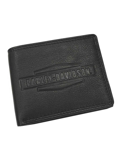 Harley-Davidson Men's Classic H-D Leather Billfold Wallet Set de regalo en caja - Negro, Harley Davidson