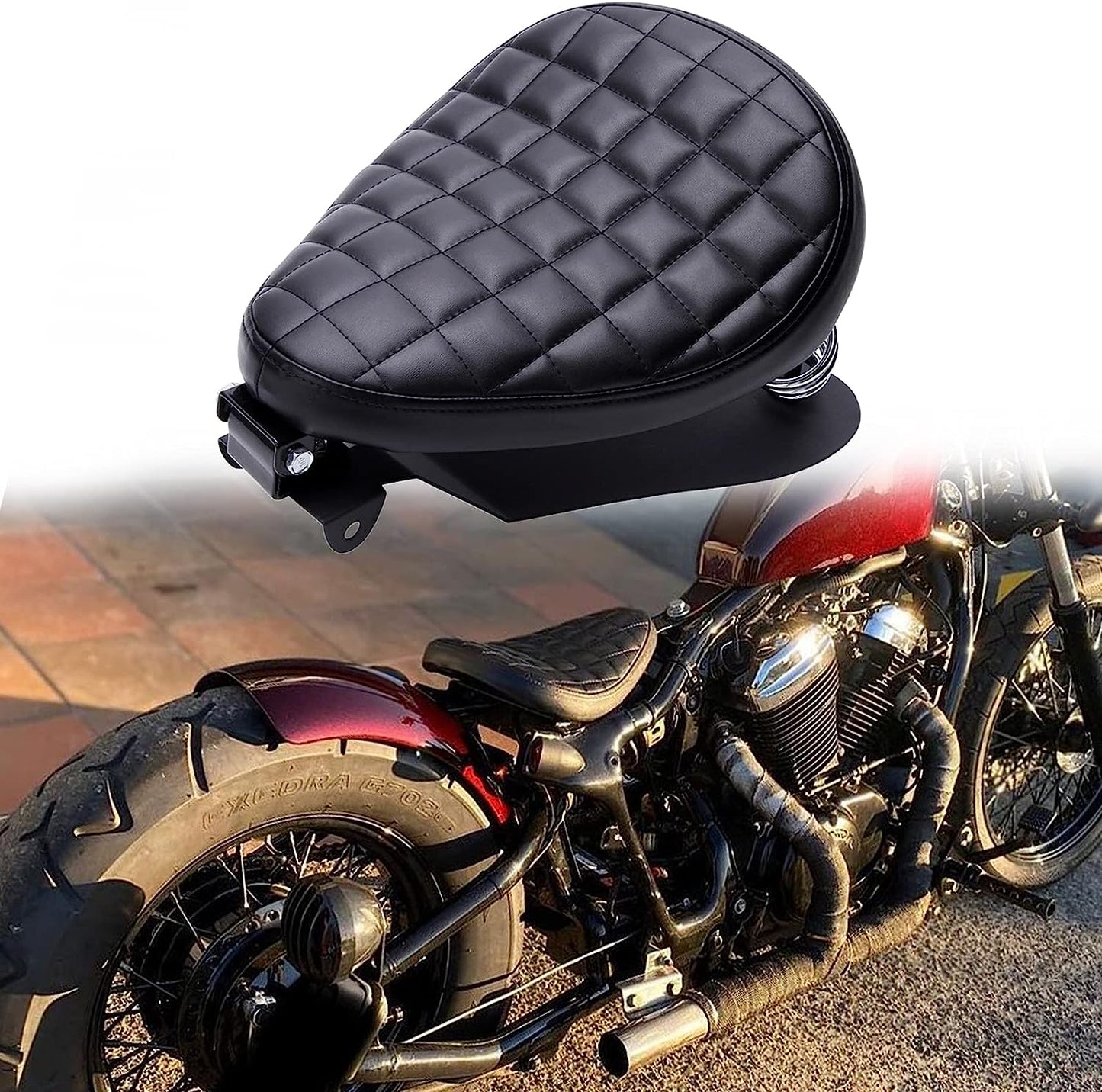 Asiento individual de cuero de cocodrilo negro con kit de soporte de resorte para Harley Davidson Sportster XL 1200 883