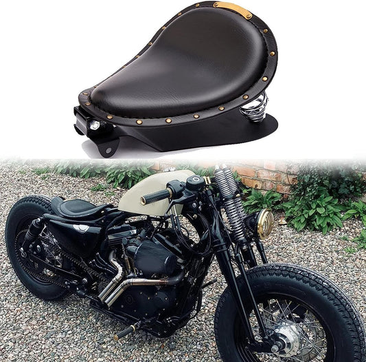 Asiento individual de cuero de cocodrilo negro con kit de soporte de resorte para Harley Davidson Sportster XL 1200 883