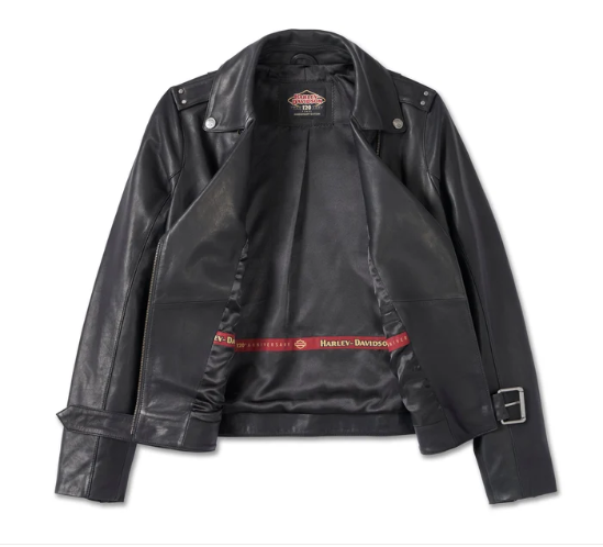 Chaqueta de cuero biker 120th Anniversary D-Pocket para mujer