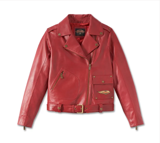 Chaqueta de cuero biker 120th Anniversary D-Pocket para mujer