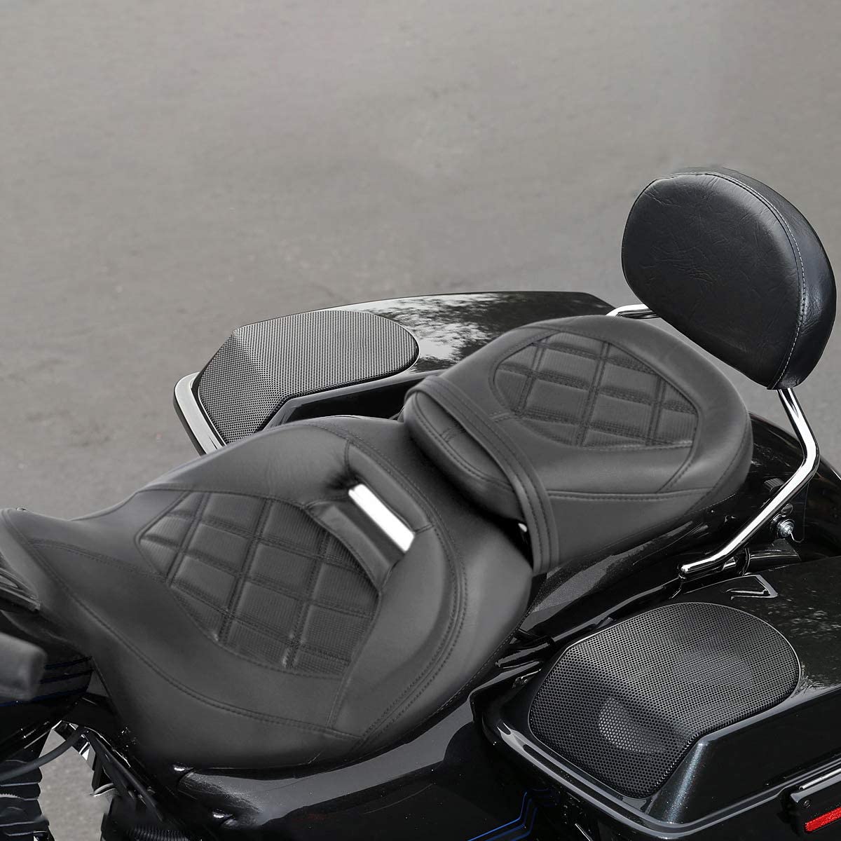 Asiento de cuero para pasajero de dos piezas de perfil bajo para Harley Touring Road King Street Glide Road Glide Electra Glide CVO 2009-2022