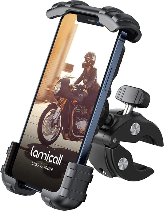 Soporte de celular para manubrio de bicicleta, motocicleta o scooter ATV, operación con una mano, para iPhone 12/11 Pro Max/X/XS, Galaxy S10 y 4...