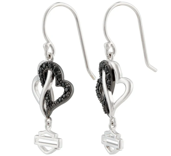 Pendientes colgantes de mujer con corazones infinitos en blanco y negro