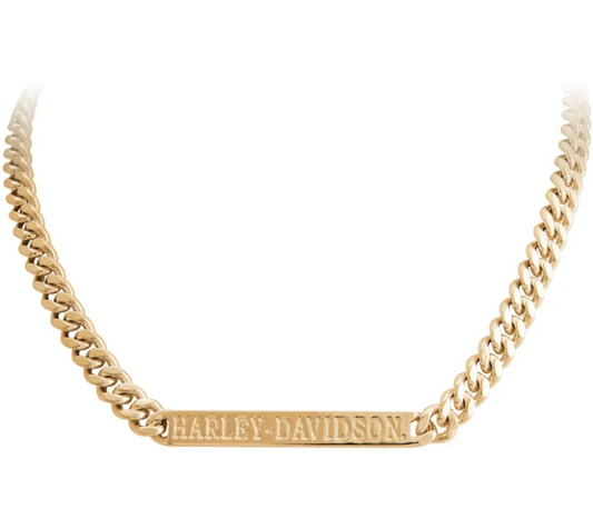 Collar de mujer Harley-Davidson Gold Tone Bar Curb Link
