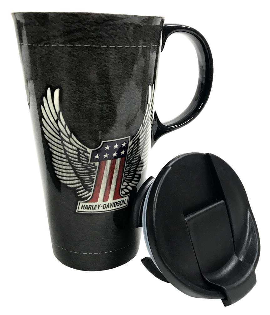Harley-Davidson The Perfect Ceramic Travel Cup, Winged #1 Logo, 17 oz. 3CTC4917, Harley Davidson