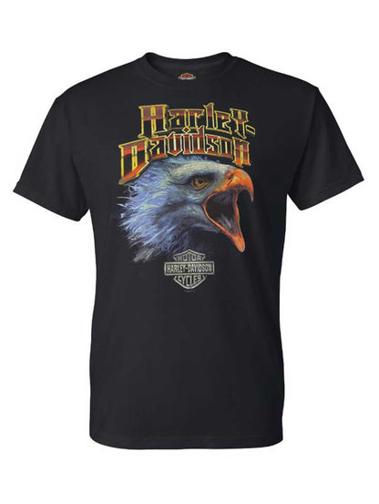 Camiseta de manga corta con cuello redondo Harley-Davidson Eagle Crest para hombre - Negro (2XL), Harley Davidson