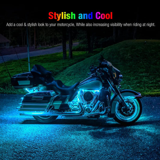 Kit universal de tira de luces LED RGB 72 LED de neón bajo brillo, 6 piezas compatible con Harley Davidson